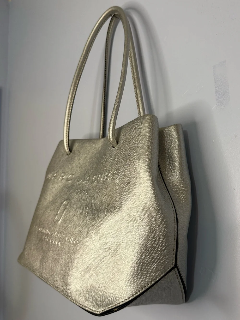 Marc Jacobs Logo Shopper Tote Bag Staffiano Leather
